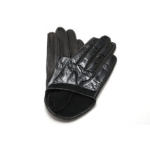 Women's short leather gloves, unlined BLACK