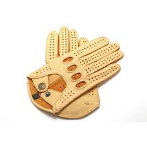 Women's deerskin leather driving gloves GOLD