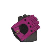 Women's hairsheep leather fingerless gloves BERRY-BLACK