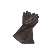 Women's silk lined leather gloves DARK BROWN
