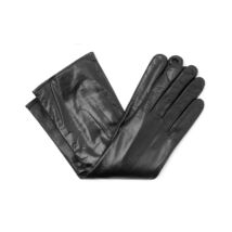 Women's long leather gloves, wool lined BLACK