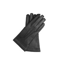 Women's deerskin leather gloves with rabbit fur lining BLACK