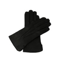 Women's deerskin leather gloves with wool lining BLACK