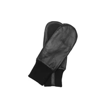 Women's MITTENS - rabbit FUR lined - hairsheep leather - BLACK