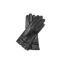 Women's leather gloves lined with wool BLACK