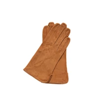 Women's suede leather unlined gloves COGNAC