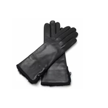 Women's hairsheep leather gloves lined with wool BLACK