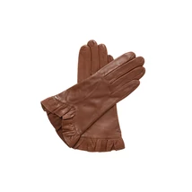 Women's silk lined leather gloves COGNAC