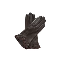 Women's silk lined leather gloves DARK BROWN