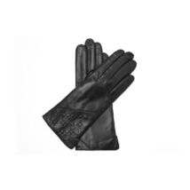 Women's leather gloves, wool lined BLACK
