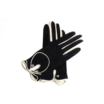 Women's suede leather unlined gloves BLACK(BONE) Women's suede leather unlined gloves BLACK(BONE)