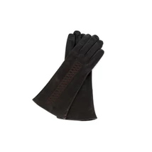 Women's silk lined leather gloves DARK BROWN