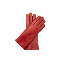 Women's hairsheep leather gloves lined with lamb fur COGNAC