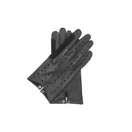 Men's deerskin leather unlined riding gloves BLACK