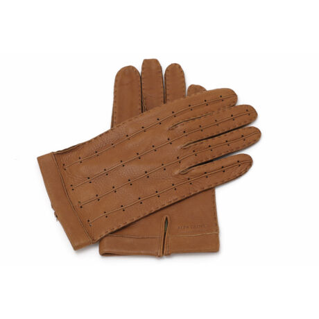 Men's deerskin leather unlined gloves COGNAC