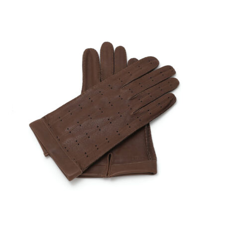 Men's deerskin leather unlined gloves WALNUT