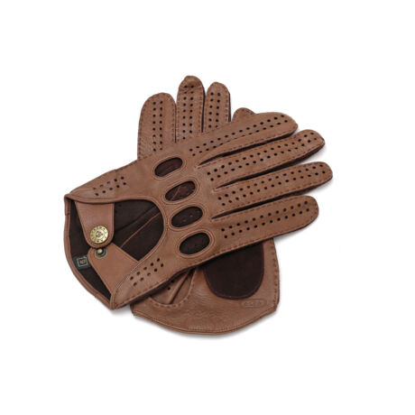 Men's deerskin leather driving gloves WALNUT