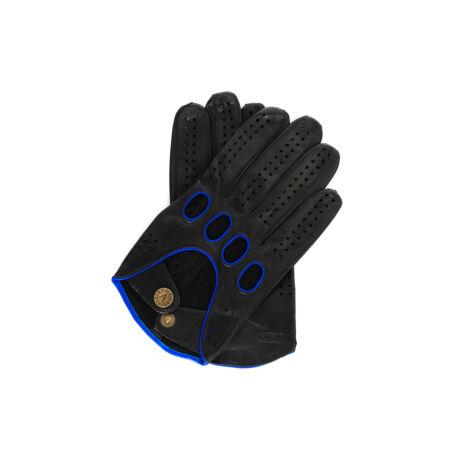 Men's Hairsheep Leather Driving Gloves BLACK(BLUE)