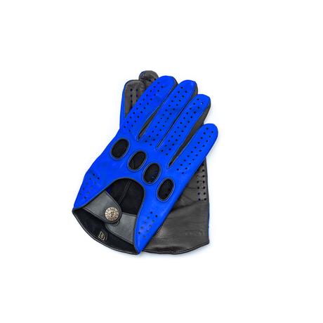 Men's Hairsheep Leather Driving Gloves BLUE-BLACK