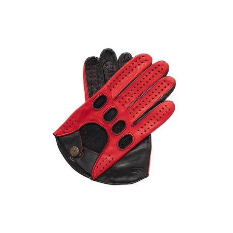 Men's Hairsheep Leather Driving Gloves RED-BLACK