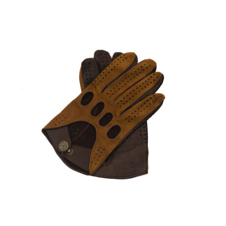 Men's suede-nappa leather driving gloves COGNAK