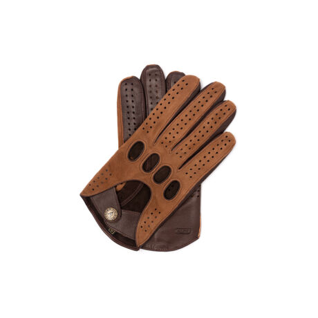 Men's suede-nappa leather driving gloves BROWN