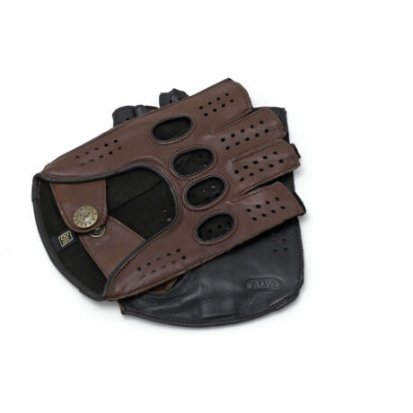 Men's hairsheep leather fingerless gloves WALNUT-BROWN
