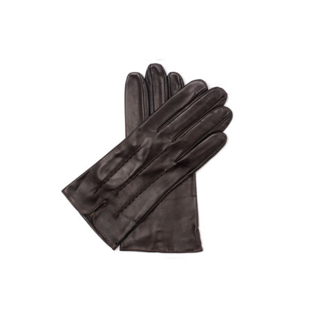 Men's hairsheep leather gloves lined with silk BROWN
