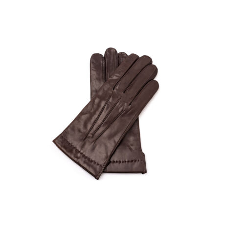 Men's hairsheep leather gloves lined with wool BROWN