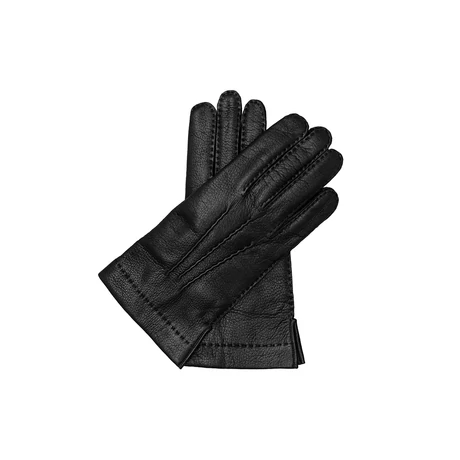 Men's deerskin leather gloves with wool lining BLACK