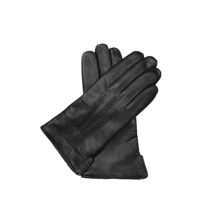 Men's hairsheep leather gloves lined with wool BLACK