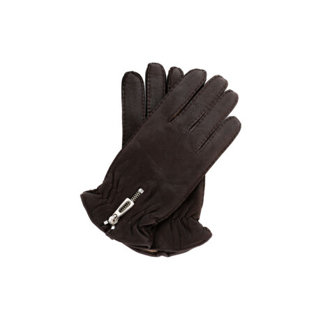 Men's deerskin leather gloves with wool lining BROWN