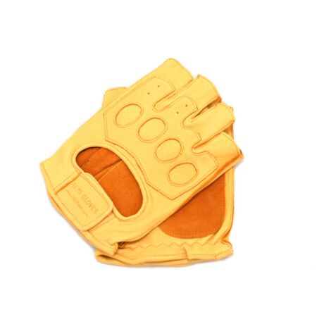 Men's deerskin leather fingerless gloves GOLD