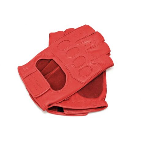 Men's deerskin leather fingerless gloves RED