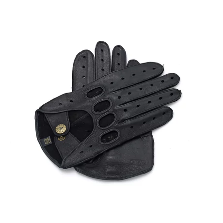 Men's deerskin leather driving gloves BLACK