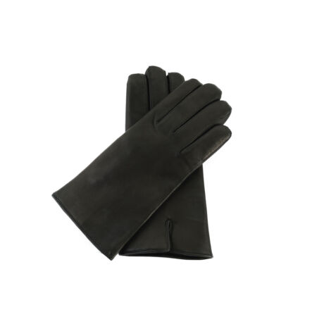Men's hairsheep leather gloves lined with rabbit fur BLACK