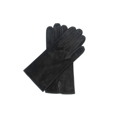 Men's hairsheep suede leather gloves lined with silk BLACK