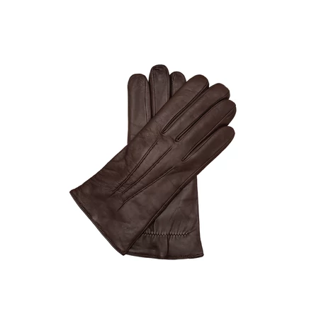 Men's hairsheep leather gloves lined with wool BROWN