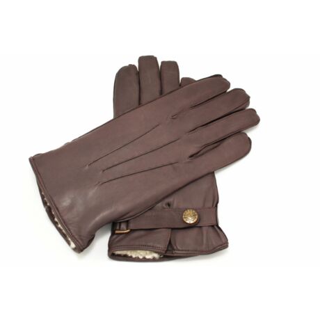 Men's hairsheep leather gloves lined with lamb fur BROWN