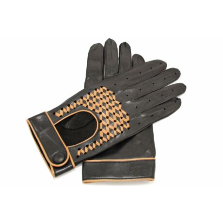 Men's Hairsheep Leather Driving Gloves BLACK(CAMEL)