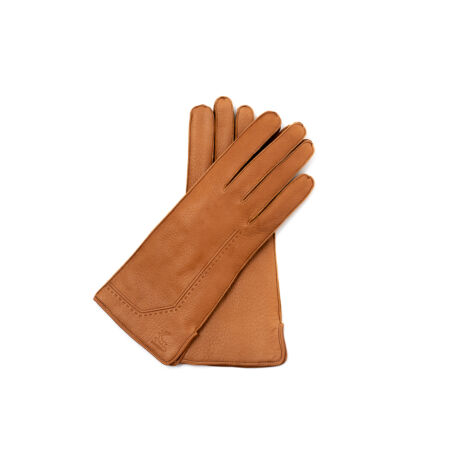 Women's deerskin leather wool lined gloves COGNAK