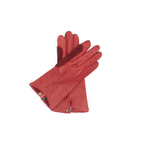 Women's deerskin leather unlined riding gloves RED