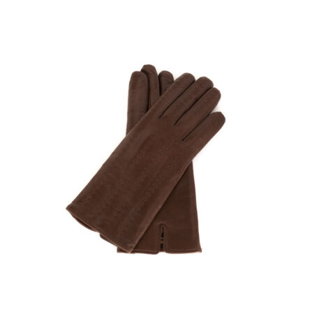 Women's hairsheep leather gloves lined with wool BROWN
