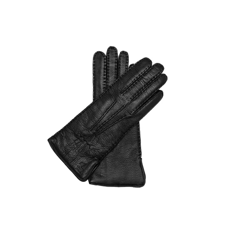 Women's deerskin gloves lined with wool BLACK
