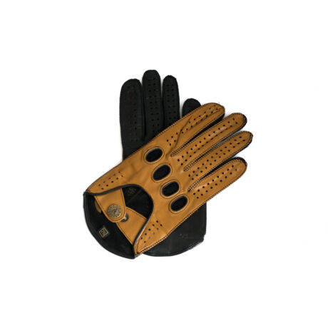 Women's hairsheep leather driving gloves COGNAK-BLACK