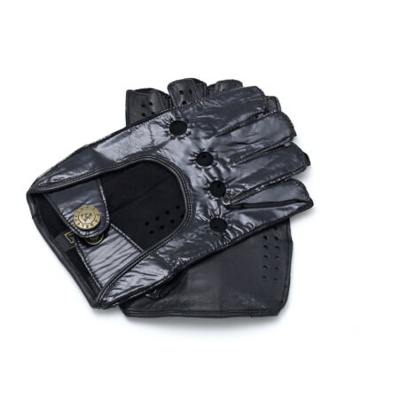Women's hairsheep leather fingerless gloves BLACK(LAK)