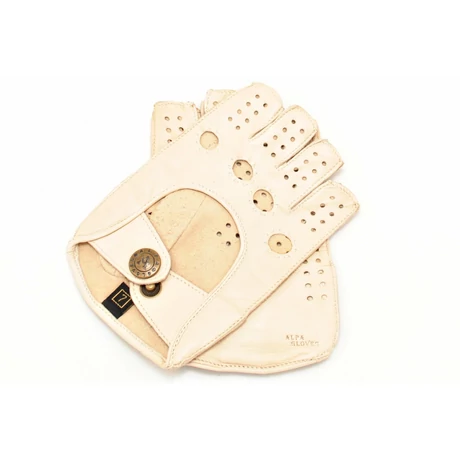 Women's hairsheep leather fingerless gloves BONE