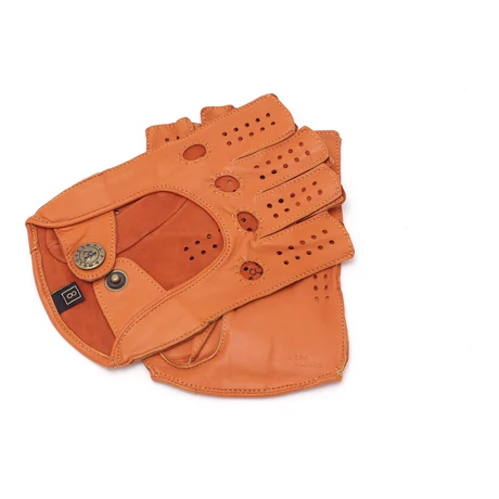 Women's hairsheep leather fingerless gloves ORANGE