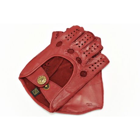 Women's hairsheep leather fingerless gloves RED