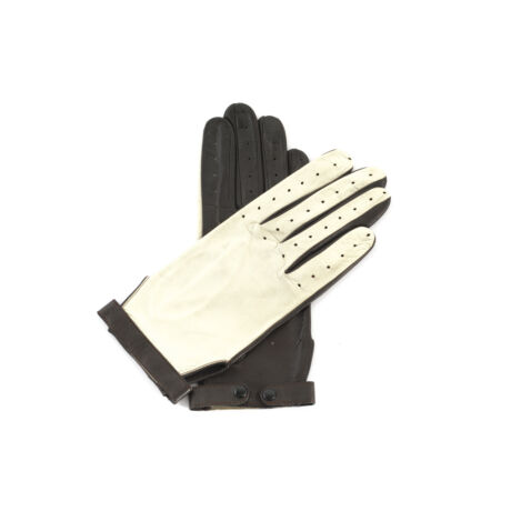 Women's hairsheep leather unlined gloves BONE-BROWN